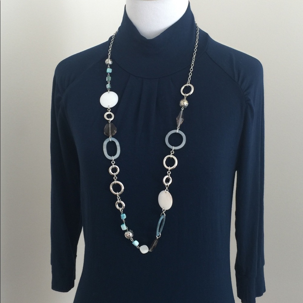 Lia Sophia Silver Tone Long Statement Necklace